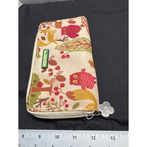 Lily Bloom Woodland Animal Print Wallet With Zipper & Bright Green Interior - Picture 3 of 5